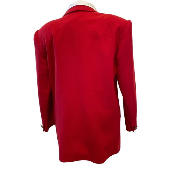 Vintage 1980s 100% Wool Red Lined Blazer Brass Buttons Women Sz 10 As Is - Picture 3 of 12